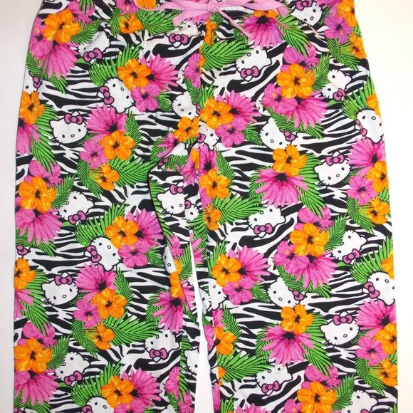 Sanrio Hello Kitty "Tropical Escape" Lounge Set Pajamas S,M,L,Hot Pink/Zebra - Picture 5 of 5
